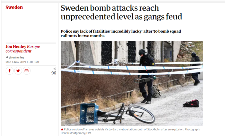 Brittisk media: Svenska bombattacker når ”exempellösa” nivåer