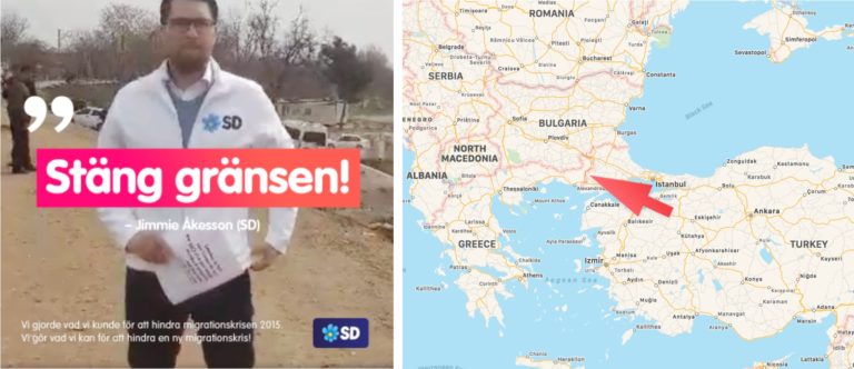 Åkesson vid grek-turkiska gränsen – uppmanar migranter att åka hem