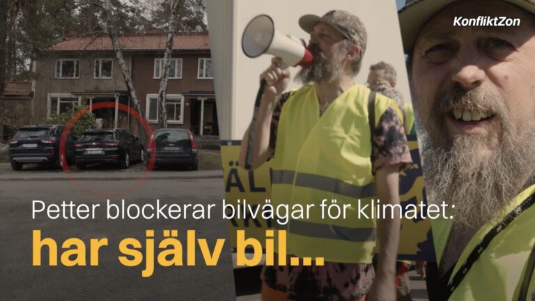 Den ledande klimatextremisten Petter Kallioinen protesterar mot privat bilkörning – kör själv bil