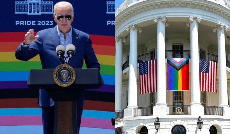 Prideflagga ses hängande på Vita Huset – Biden får hård kritik