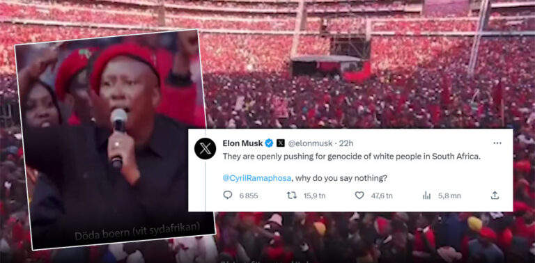 Elon Musk efter Malemas sång om att skjuta farmare: ”Pushar för folkmord på vita i Sydafrika”