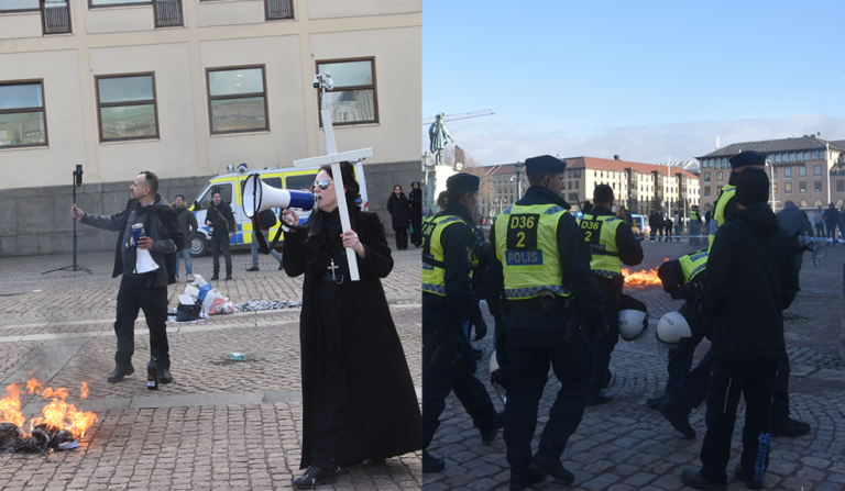Tumult vid koranbränning i Göteborg