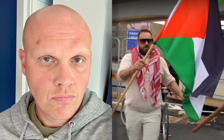 Joakim Lamotte överfallen av Palestinademonstranter i Göteborg