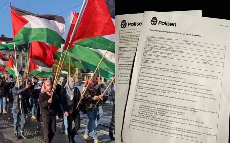 Kravet: Dra in demonstrationstillståndet för Kristofer Lundbergs Palestinagrupp