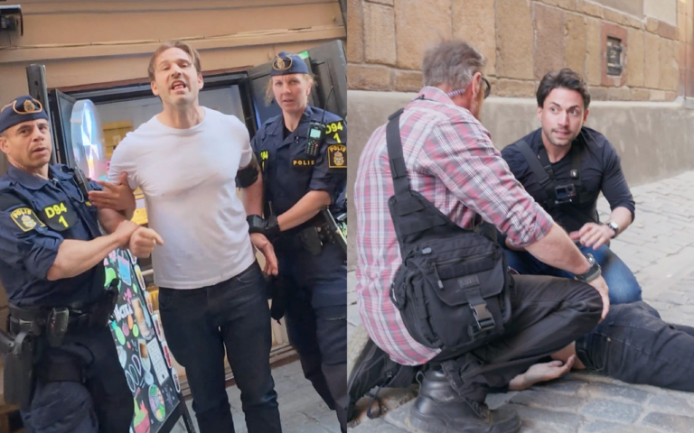 Här knäas Nick Alinia i huvudet av Andreas Klominek